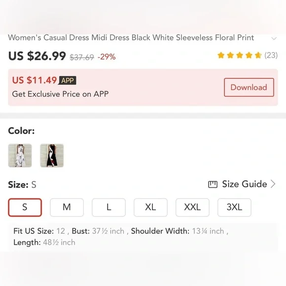 Floral A LINE Crew Neck MIDI DRESS with Pockets Women Size Small White NWOT - Picture 7 of 7